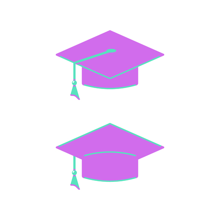 Icon graduation caps in flat style. Vector illustration.のイラスト素材
