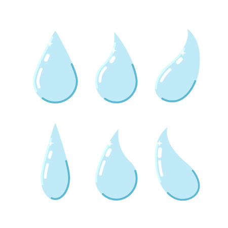 Blue drops of water. Set icons in flat styleのイラスト素材