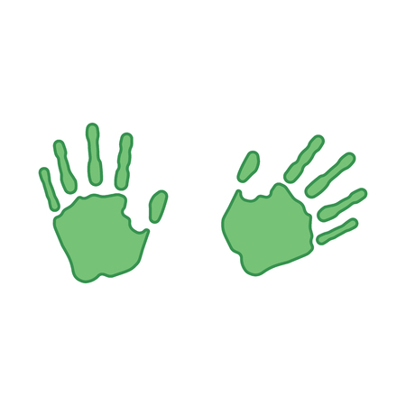 Green prints of the right and left hand. Vector illustration.のイラスト素材