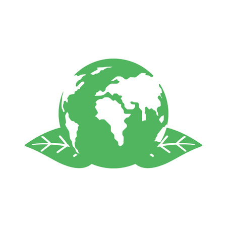 Green land with leaves in flat style with texture. The concept of the environment.のイラスト素材