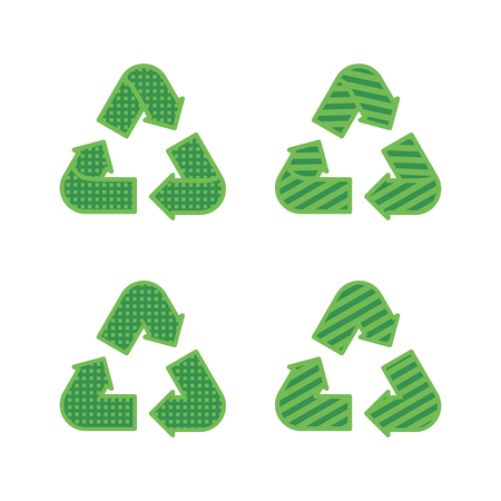 Set of recycling signs. Icons with flat style with dotted texture. Ecology, environmental protection.のイラスト素材