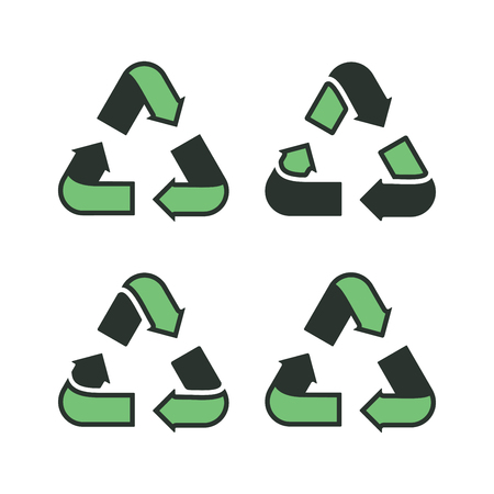 Set of recycling signs. Icons with flat style on a white background. Ecology, environmental protection.のイラスト素材