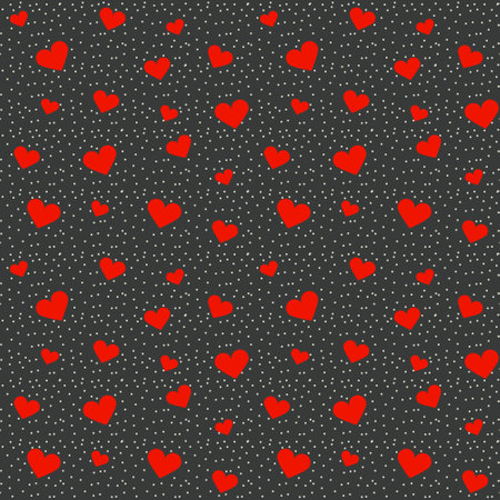 Red hearts seamless pattern, gray backgroundのイラスト素材