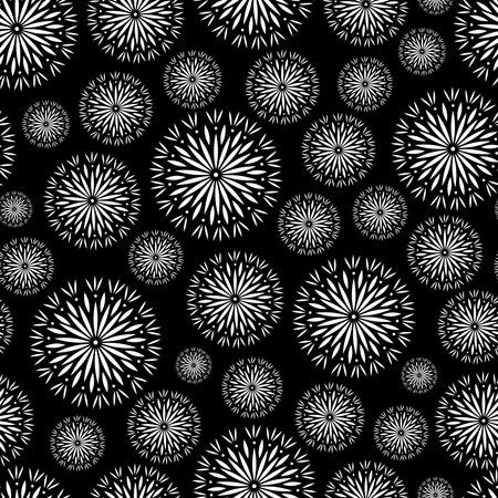 Seamless pattern of snowflakes on a black background. Rasterized copyのイラスト素材