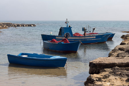 Fishing boats near Brindisiの写真素材