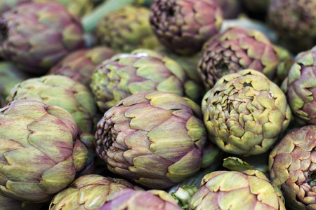 Artichokes on a marketの写真素材