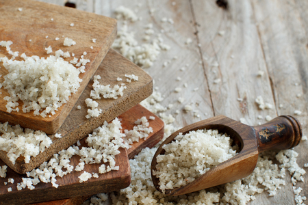 Celtic  Grey Sea Salt  in a bowl with a spoonの写真素材