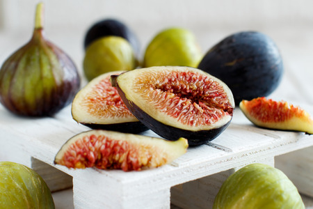 Fresh purple and green figs close upの写真素材