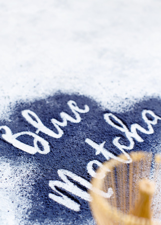 Butterfly pea powder word with wriskの写真素材