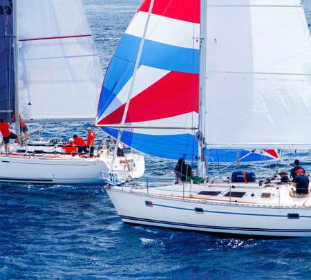 Brindisi, Italy - 06.16.2019: Sailing yachts during regatta Brindisi Corfu