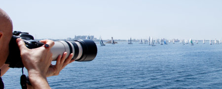 Brindisi, Italy - 06.16.2019: Sailing yachts during regatta  Brindisi Corfu