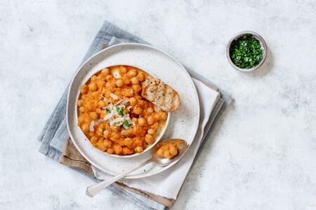 Indian chana masala or chickpea curry top viewの写真素材