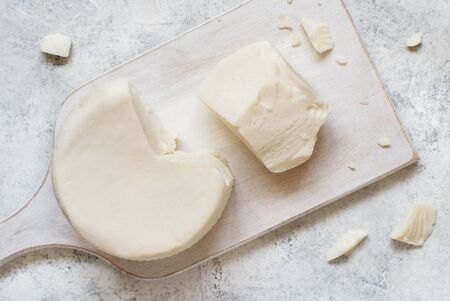 South Italian cheese cacioricotta on a white table top viewの写真素材