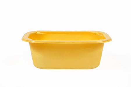 Yellow Food Tray on White Background の写真素材