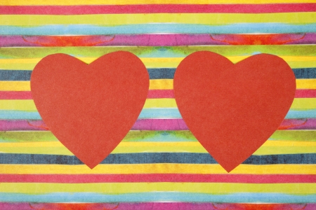 Hearts from paper on a water color background  Valentineの写真素材
