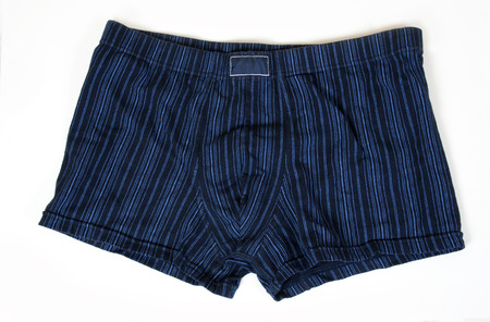Blue striped boxer shorts underwear の写真素材