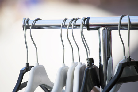 Row of hangers backgroundの写真素材