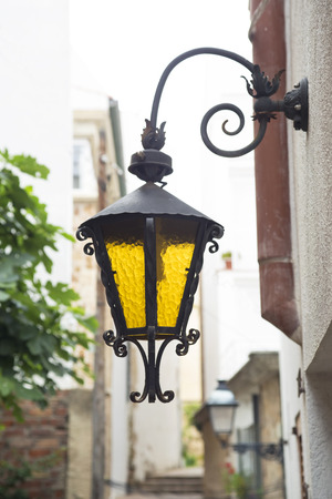 Ancient small lamps on the street. Europe.の写真素材