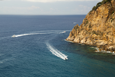 Sea boats in a bay. Europe. Spain.の写真素材