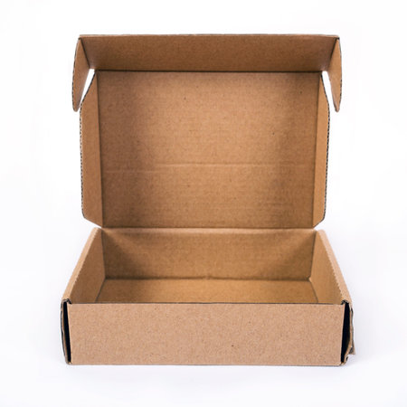 Empty cardboard box is isolated on a white background