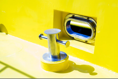 Fastening for the parking on a boat's deck. Concept of safe sea walk.