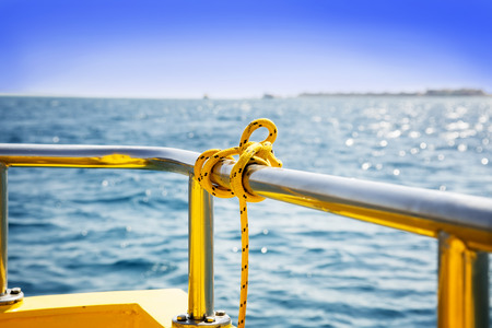 View from boat deck on the sea wavesの写真素材