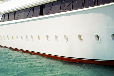 Fragment of motor boat on sunny day.の写真素材