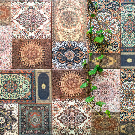 Detail of the Arab mosaic floor of a geometrical form
