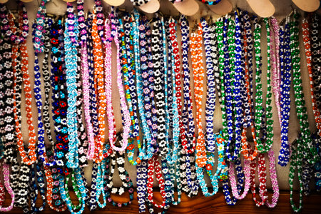 A set of colorful beads and bangles on display at a local store.