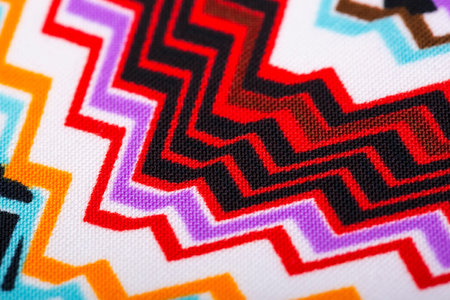 Close-up fabric texture background, With part of the geometric pattern. Macro shot.の写真素材