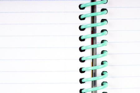 Open spiral notebook. Macro shot. Top viewの写真素材