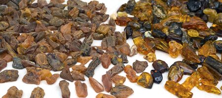 Amber on traditional and natural wayr of a street market on a fair of traditional products, in Klaipeda, Lithuaniaの写真素材