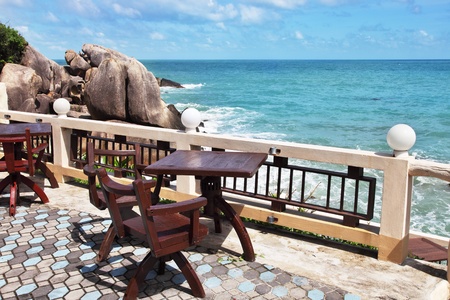 Terrace with beautiful sea viewの写真素材
