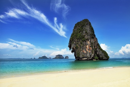 Exotic landscape in Thailand, Railay beach in Krabi. の写真素材