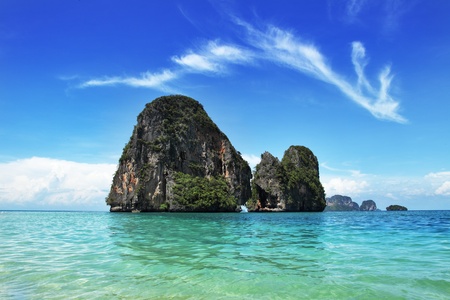 Exotic landscape in Thailand, Railay beach in Krabi. の写真素材