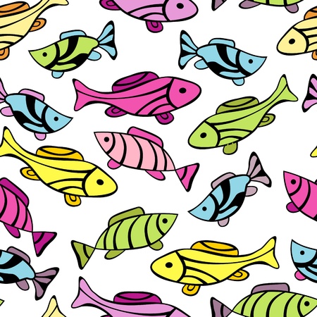 Seamless pattern with little fishesのイラスト素材