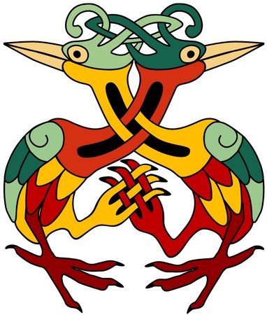 Celtic ornamental heronsのイラスト素材