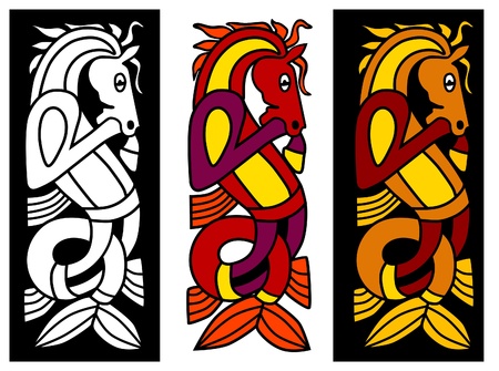 Celtic ornament element with horseのイラスト素材