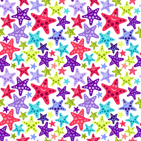 Seamless pattern with funny starfishのイラスト素材