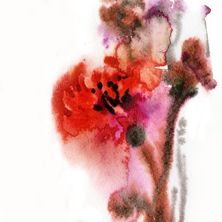 Abstract floral watercolor paintingsの写真素材