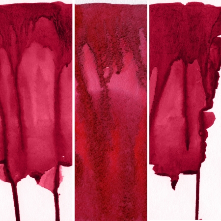 Set of red watercolor abstract hand painted backgroundの写真素材