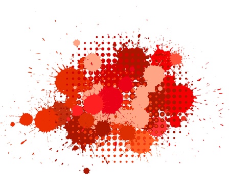 Set of ink blots and halftones patterns in red colorsのイラスト素材