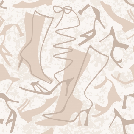 Seamless pattern with ladies shoes on grungy backgroundのイラスト素材