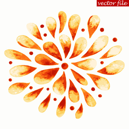 Orange and Red Watercolor Vector Sunburst Flowerのイラスト素材