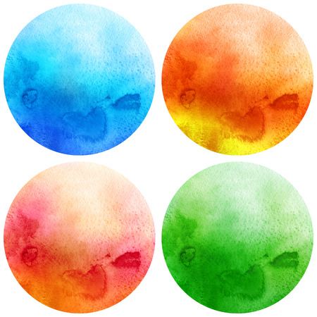 Watercolor circles collection. Watercolor stains set isolated on white background. Watercolour palette.の写真素材