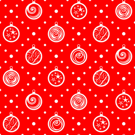 Seamless pattern. Ornament with Christmas-tree decorations. Holiday backgroundのイラスト素材