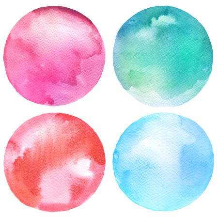 Watercolor circles collection. Watercolor stains set isolated on white background. Watercolour palette.の写真素材
