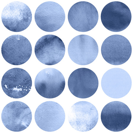 Watercolor circles collection  in lilac colors. Watercolor stains set isolated on white background. Serenity tint palette. Seamless retro geometric pattern.の写真素材