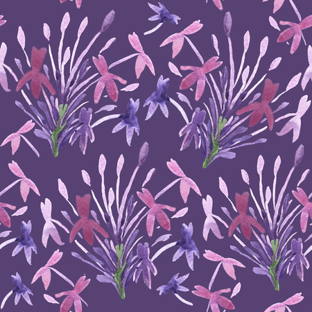 Floral Watercolor Background. Seamless Ornament in Serenity Tint. Watercolour Texture in Pastel Color.の写真素材