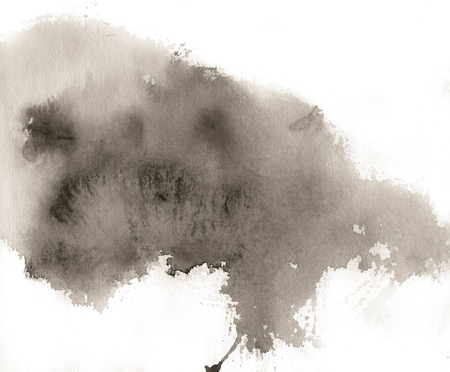 Grey spot, watercolor abstract hand painted background. Abstract toned monochrome stain.の写真素材